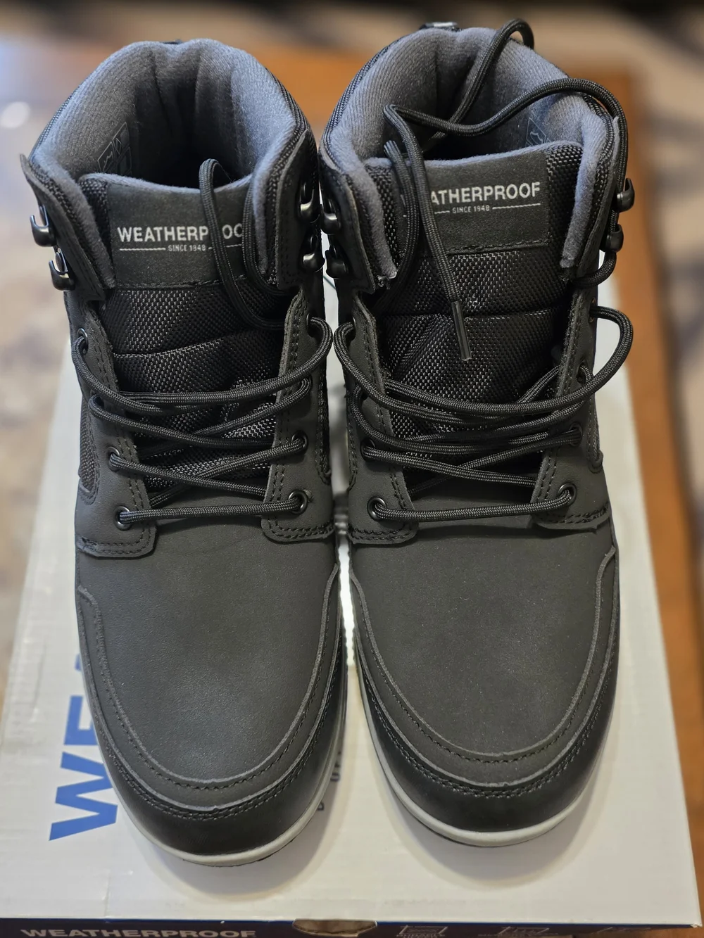 Weatherproof Men's Black and Gray Lace-Up Waterproof Boots